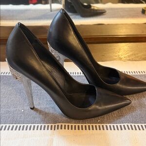 Versus By Versace Black Heels with Silver Detail